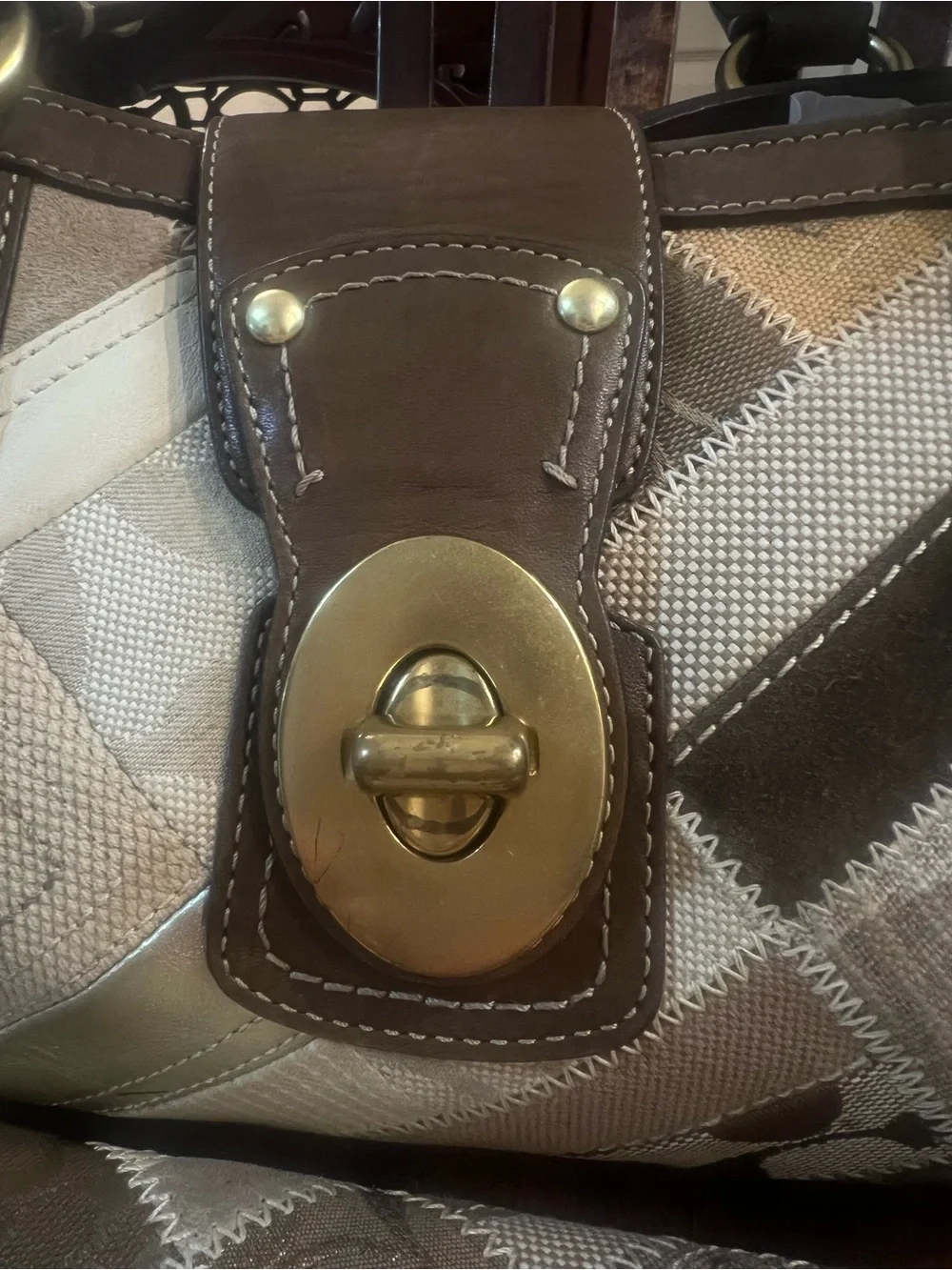 Vintage Coach Holiday Patchwork Satchel Turnlock Bag w/ wallet – Rare Y2K Find!